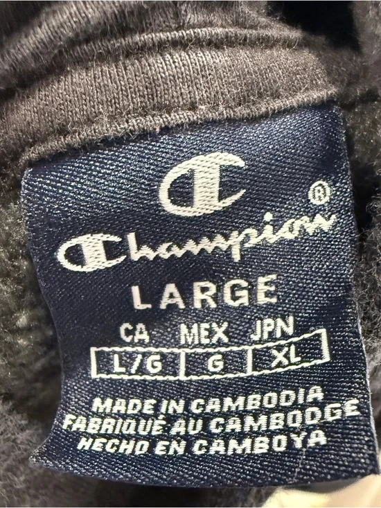 Champion Script Logo Hoodie Men’s Large Black Streetwear Essential Y2K - Picture 11 of 11